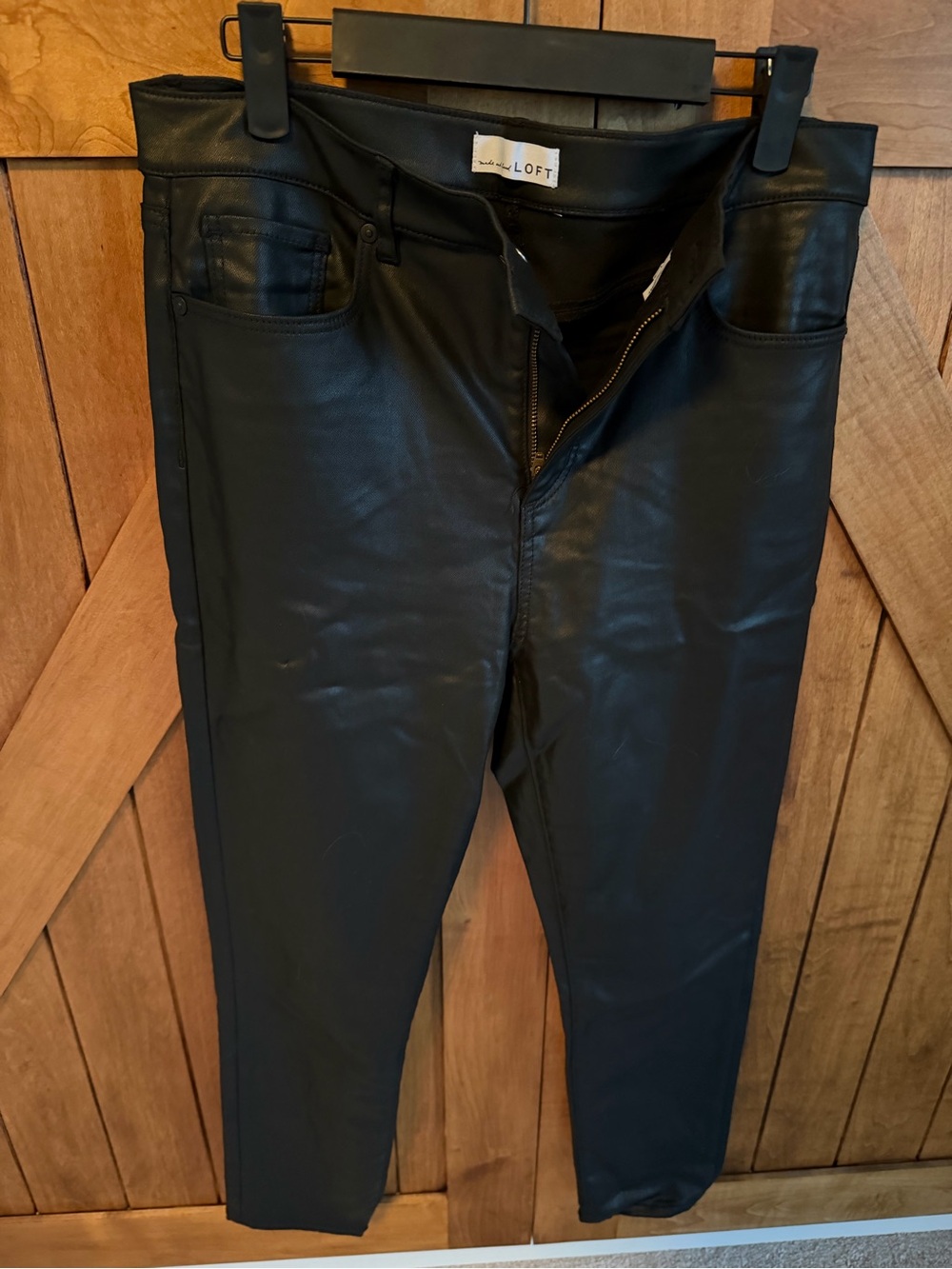 LOFT Black Faux Leather Skinny Jeans 8P